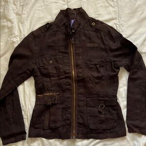 Dark Brown Military Style Jacket
